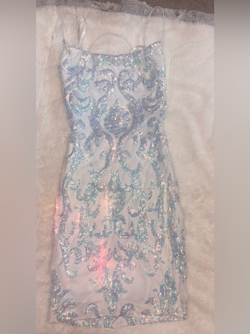 Sparkle Sequin White & Light Blue Bodycon Dress